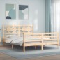 vidaXL Estructura de cama de matrimonio con cabecero madera maciza vidaXL Estructura de cama de matrimonio con cabecero madera maciza