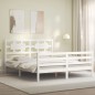vidaXL Estructura de cama con cabecero madera maciza blanco 160x200 cm vidaXL Estructura de cama con cabecero madera maciza blanco 160x200 cm