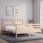 vidaXL Estructura de cama de matrimonio con cabecero madera maciza vidaXL Estructura de cama de matrimonio con cabecero madera maciza