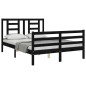 vidaXL Estructura de cama con cabecero madera maciza negro 120x200 cm vidaXL Estructura de cama con cabecero madera maciza negro 120x200 cm
