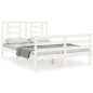 vidaXL Estructura de cama con cabecero madera maciza blanco 140x200 cm vidaXL Estructura de cama con cabecero madera maciza blanco 140x200 cm