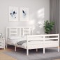 vidaXL Estructura de cama con cabecero madera maciza blanco 140x200 cm vidaXL Estructura de cama con cabecero madera maciza blanco 140x200 cm