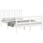 vidaXL Estructura de cama con cabecero madera maciza blanco 140x200 cm vidaXL Estructura de cama con cabecero madera maciza blanco 140x200 cm