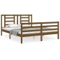 vidaXL Estructura de cama matrimonio con cabecero madera marrón miel vidaXL Estructura de cama matrimonio con cabecero madera marrón miel