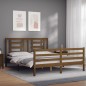 vidaXL Estructura de cama matrimonio con cabecero madera marrón miel vidaXL Estructura de cama matrimonio con cabecero madera marrón miel