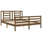 vidaXL Estructura de cama matrimonio con cabecero madera marrón miel vidaXL Estructura de cama matrimonio con cabecero madera marrón miel