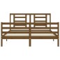 vidaXL Estructura de cama matrimonio con cabecero madera marrón miel vidaXL Estructura de cama matrimonio con cabecero madera marrón miel