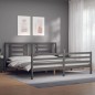 vidaXL Estructura de cama con cabecero madera maciza gris 200x200 cm vidaXL Estructura de cama con cabecero madera maciza gris 200x200 cm