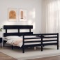 vidaXL Estructura de cama con cabecero madera maciza negro 160x200 cm vidaXL Estructura de cama con cabecero madera maciza negro 160x200 cm