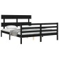 vidaXL Estructura de cama con cabecero madera maciza negro 160x200 cm vidaXL Estructura de cama con cabecero madera maciza negro 160x200 cm