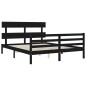 vidaXL Estructura de cama con cabecero madera maciza negro 160x200 cm vidaXL Estructura de cama con cabecero madera maciza negro 160x200 cm