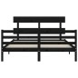 vidaXL Estructura de cama con cabecero madera maciza negro 160x200 cm vidaXL Estructura de cama con cabecero madera maciza negro 160x200 cm