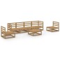 vidaXL Muebles de jardín 7 piezas marrón miel madera maciza de pino