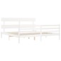 vidaXL Estructura cama de matrimonio con cabecero madera maciza blanco vidaXL Estructura cama de matrimonio con cabecero madera maciza blanco