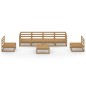 vidaXL Muebles de jardín 7 piezas marrón miel madera maciza de pino