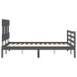 vidaXL Estructura de cama con cabecero madera maciza gris 140x200 cm