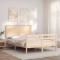 vidaXL Estructura de cama de matrimonio con cabecero madera maciza vidaXL Estructura de cama de matrimonio con cabecero madera maciza