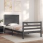 vidaXL Estructura de cama con cabecero madera maciza gris 90x200 cm vidaXL Estructura de cama con cabecero madera maciza gris 90x200 cm