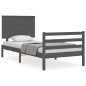vidaXL Estructura de cama con cabecero madera maciza gris 90x200 cm vidaXL Estructura de cama con cabecero madera maciza gris 90x200 cm