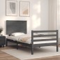 vidaXL Estructura de cama con cabecero madera maciza gris 90x200 cm vidaXL Estructura de cama con cabecero madera maciza gris 90x200 cm