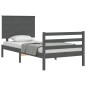 vidaXL Estructura de cama con cabecero madera maciza gris 90x200 cm vidaXL Estructura de cama con cabecero madera maciza gris 90x200 cm