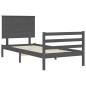 vidaXL Estructura de cama con cabecero madera maciza gris 90x200 cm vidaXL Estructura de cama con cabecero madera maciza gris 90x200 cm