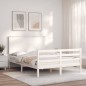 vidaXL Estructura de cama con cabecero madera maciza blanco 120x200 cm vidaXL Estructura de cama con cabecero madera maciza blanco 120x200 cm