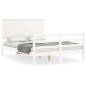 vidaXL Estructura de cama con cabecero madera maciza blanco 140x200 cm vidaXL Estructura de cama con cabecero madera maciza blanco 140x200 cm