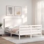 vidaXL Estructura de cama con cabecero madera maciza blanco 140x200 cm vidaXL Estructura de cama con cabecero madera maciza blanco 140x200 cm