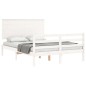 vidaXL Estructura de cama con cabecero madera maciza blanco 140x200 cm vidaXL Estructura de cama con cabecero madera maciza blanco 140x200 cm