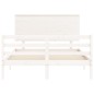 vidaXL Estructura de cama con cabecero madera maciza blanco 140x200 cm vidaXL Estructura de cama con cabecero madera maciza blanco 140x200 cm