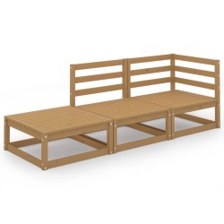 vidaXL Muebles de jardín 3 piezas marrón miel madera maciza de pino