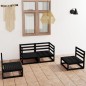 vidaXL Juego de muebles de jardín 4 piezas negro madera maciza de pino 