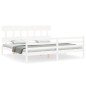 vidaXL Estructura cama de matrimonio con cabecero madera maciza blanco vidaXL Estructura cama de matrimonio con cabecero madera maciza blanco
