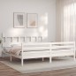 vidaXL Estructura cama de matrimonio con cabecero madera maciza blanco vidaXL Estructura cama de matrimonio con cabecero madera maciza blanco