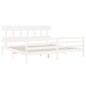 vidaXL Estructura cama de matrimonio con cabecero madera maciza blanco vidaXL Estructura cama de matrimonio con cabecero madera maciza blanco