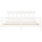 vidaXL Estructura cama de matrimonio con cabecero madera maciza blanco vidaXL Estructura cama de matrimonio con cabecero madera maciza blanco