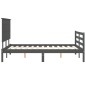vidaXL Estructura de cama con cabecero madera maciza gris 140x190 cm