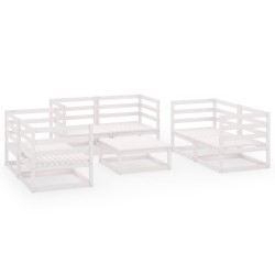 vidaXL Set de salón de jardín de 7 piezas blanco madera maciza de pino 