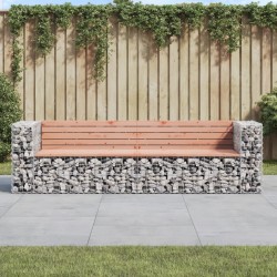 vidaXL Banco jardín diseño gaviones madera abeto Douglas 244x71x65,5cm