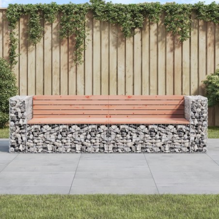 vidaXL Banco jardín diseño gaviones madera abeto Douglas 244x71x65,5cm