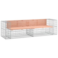 vidaXL Banco jardín diseño gaviones madera abeto Douglas 244x71x65,5cm