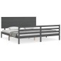 vidaXL Estructura de cama con cabecero madera maciza gris 200x200 cm vidaXL Estructura de cama con cabecero madera maciza gris 200x200 cm