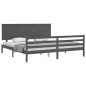 vidaXL Estructura de cama con cabecero madera maciza gris 200x200 cm vidaXL Estructura de cama con cabecero madera maciza gris 200x200 cm