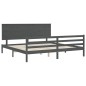 vidaXL Estructura de cama con cabecero madera maciza gris 200x200 cm vidaXL Estructura de cama con cabecero madera maciza gris 200x200 cm