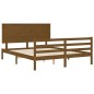 vidaXL Estructura de cama matrimonio con cabecero madera marrón miel vidaXL Estructura de cama matrimonio con cabecero madera marrón miel