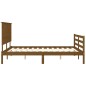 vidaXL Estructura de cama matrimonio con cabecero madera marrón miel vidaXL Estructura de cama matrimonio con cabecero madera marrón miel