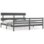 vidaXL Estructura de cama con cabecero madera maciza gris 200x200 cm vidaXL Estructura de cama con cabecero madera maciza gris 200x200 cm