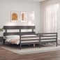 vidaXL Estructura de cama con cabecero madera maciza gris 200x200 cm vidaXL Estructura de cama con cabecero madera maciza gris 200x200 cm