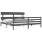 vidaXL Estructura de cama con cabecero madera maciza gris 200x200 cm vidaXL Estructura de cama con cabecero madera maciza gris 200x200 cm